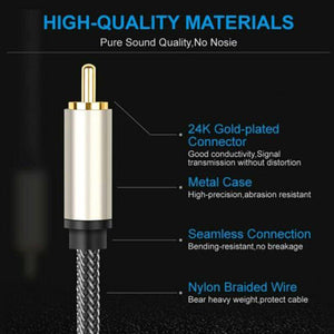 Planet Gates Digital RCA To RCA Male Coaxial Coax Audio Cable TV Subwoofer Cord Gold Plated High-fidelity Coaxial Coax Audio Cable