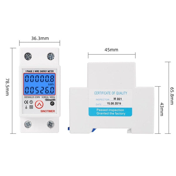 Planet Gates Din Rail Digital Single Phase Reset Zero Energy Meter kWh Voltage Current Power Consumption Meter Wattmeter Electricity 220V AC