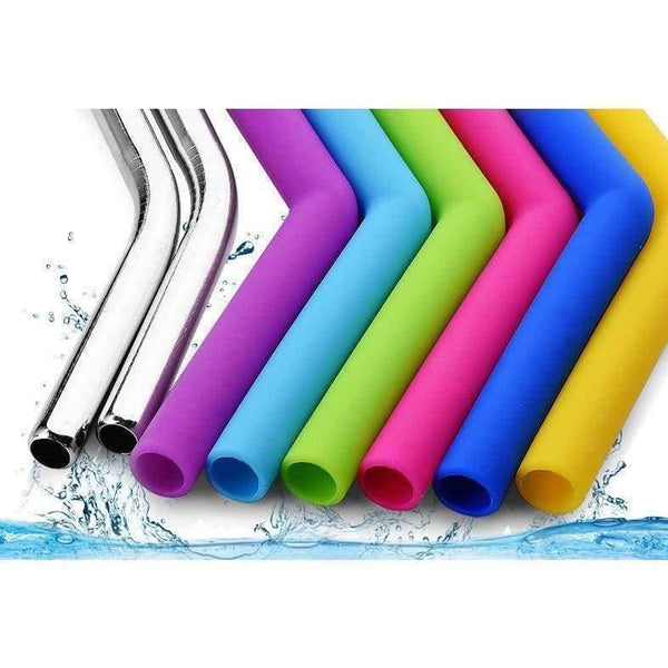 Planet Gates Dining Bar Barware Accessories Stainless Steel candy Color Silicone Juice Drink Straw with brush 11pcs/set