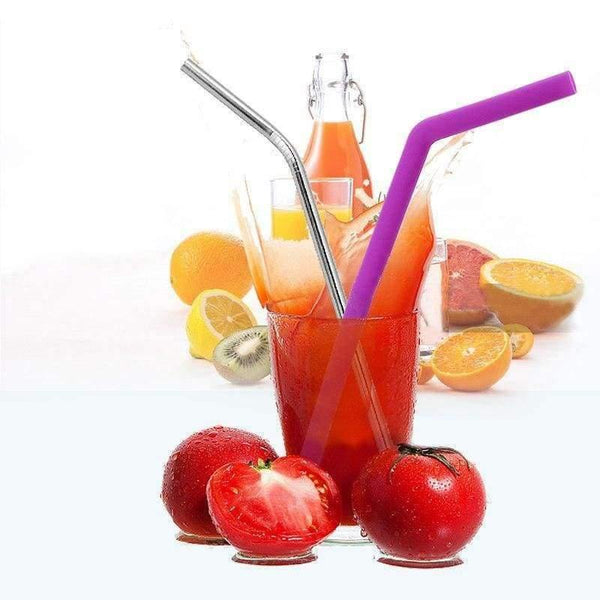Planet Gates Dining Bar Barware Accessories Stainless Steel candy Color Silicone Juice Drink Straw with brush 11pcs/set