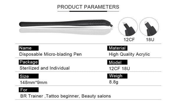 Planet Gates Disposable Microblading Pen with 18U 12CF pins Needles Permanent Makeup Embroidered Eyebrow Tattoo Manual Pen Tebori Machine