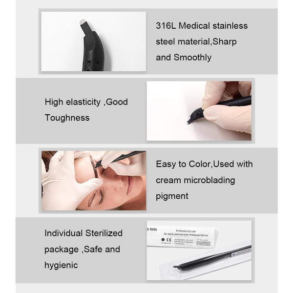 Planet Gates Disposable Microblading Pen with 18U 12CF pins Needles Permanent Makeup Embroidered Eyebrow Tattoo Manual Pen Tebori Machine