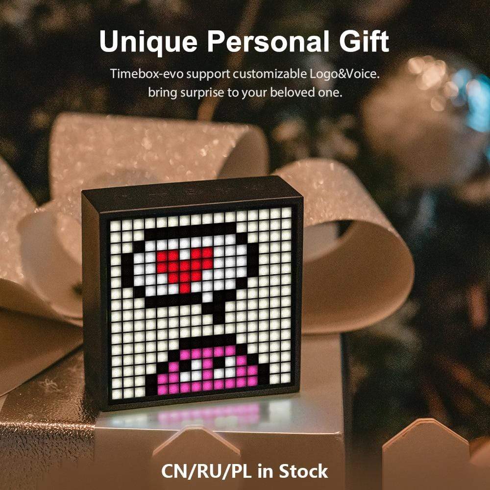 Planet Gates China / Black Divoom Timebox Evo Bluetooth Portable Speaker with Clock Alarm Programmable LED Display for Pixel Art Creation Unique Gift