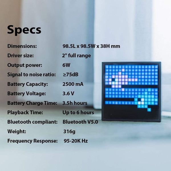 Planet Gates Divoom Timebox Evo Bluetooth Portable Speaker with Clock Alarm Programmable LED Display for Pixel Art Creation Unique Gift