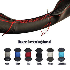 Planet Gates DIY Black Leather Hand-stitched Car Steering Wheel Cover for Lada Vesta 2015 2016 2017