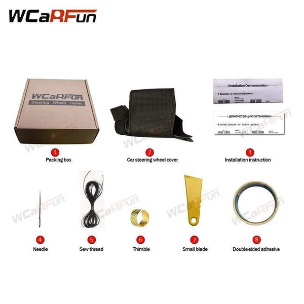 Planet Gates DIY Black Leather Hand-stitched Car Steering Wheel Cover for Lada Vesta 2015 2016 2017