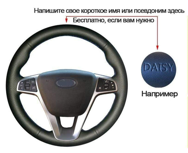 Planet Gates DIY Black Leather Hand-stitched Car Steering Wheel Cover for Lada Vesta 2015 2016 2017