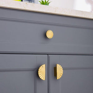 DIY Semi-Circular Shape /Door Knob European Antique Furniture Handles Sector Drawer Pulls Kitchen Cabinet Gold Knobs and Handles