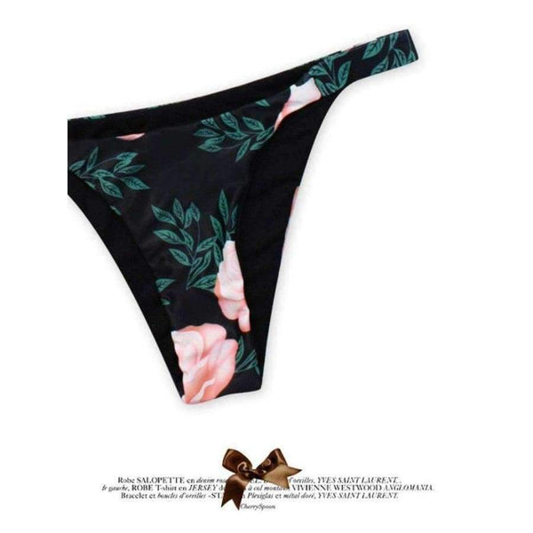 Planet Gates DM014-hei / S Bikini 2018 bandeau style digital print buckle two piece  flower sexy strapless chest tie kont front swimwear women