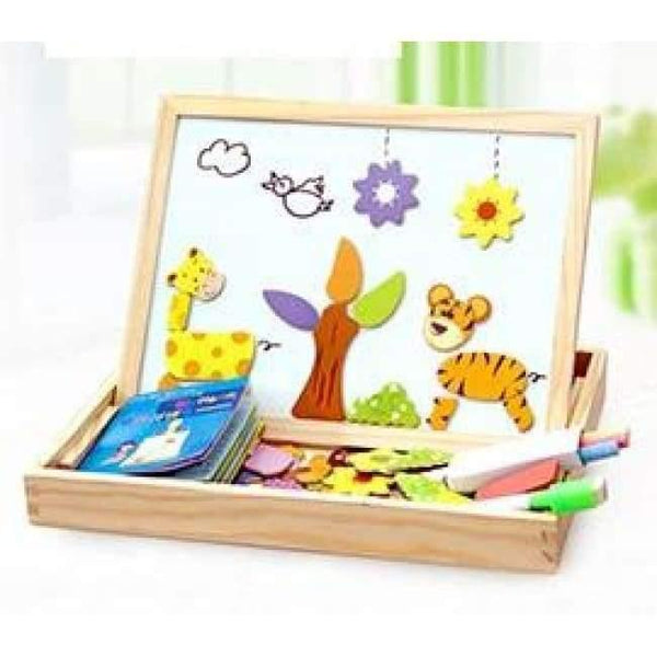 Planet Gates dongwu 100+PCS Wooden Magnetic Puzzle Figure/Animals/ Vehicle /Circus Drawing Board 5 styles Box Educational Toy Gift