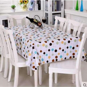 Planet Gates Dot line / 137x137cm PVC TableCloth Waterproof Rectangular Plastic Picnic Cloth for Tea Table Home Textile Fashion Love Festive Red MJ033