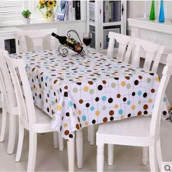 Planet Gates Dot line / 137x137cm PVC TableCloth Waterproof Rectangular Plastic Picnic Cloth for Tea Table Home Textile Fashion Love Festive Red MJ033