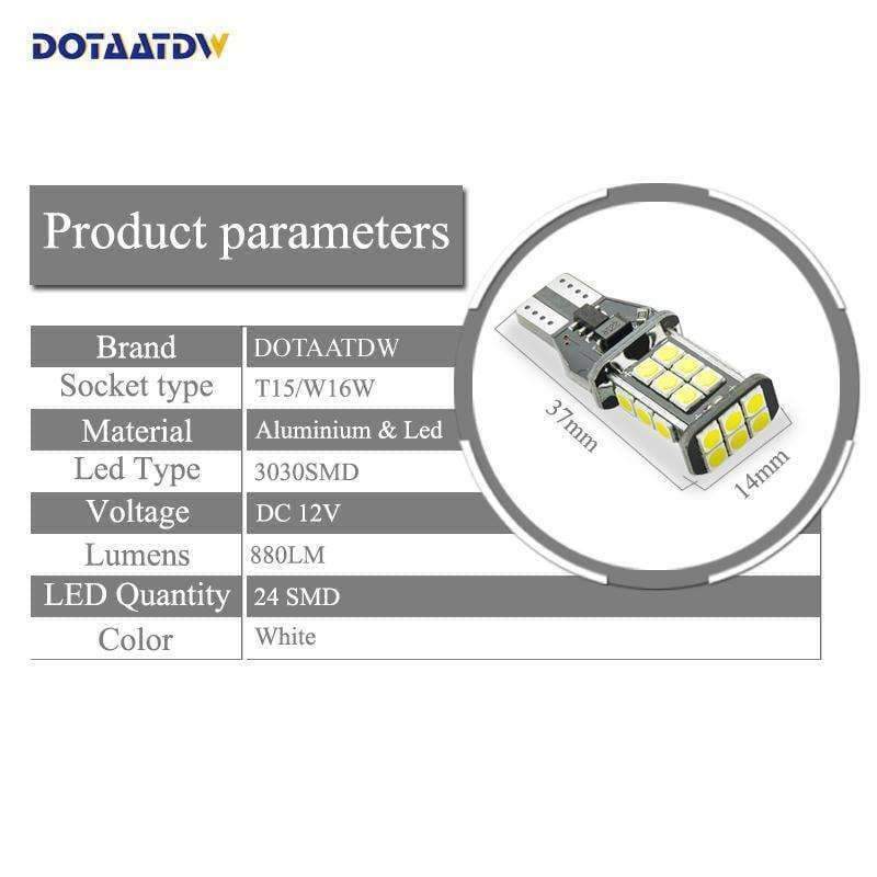 Planet Gates DOTAATDW 2x Extremely Bright Error Free 921 912 T15 T10 3030 Chipsets LED Bulbs For Backup Lights, White 6000K 12V
