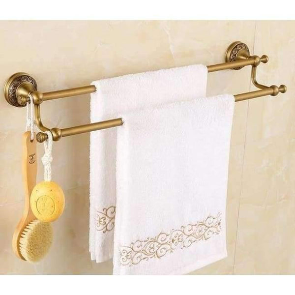 Planet Gates double bar European Bronze Brushed Bathroom Accessories Solid Brass Carved Bathroom Product Antique Brass Carved Bathroom Hardware Sets