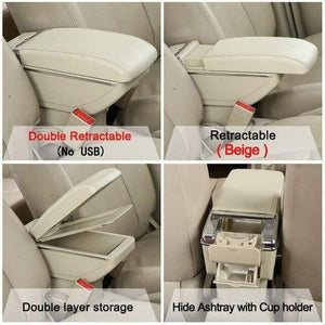 Planet Gates Double Beige Kia Rio II armrest box Kia Rio 2 central Store content box cup holder 2006-2010 Automotive retrofit accessories