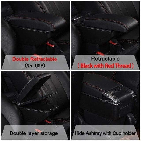 Planet Gates Double Black Red Renault Captur II 2018 armrest box universal car center console caja  modification accessories double raised with USB