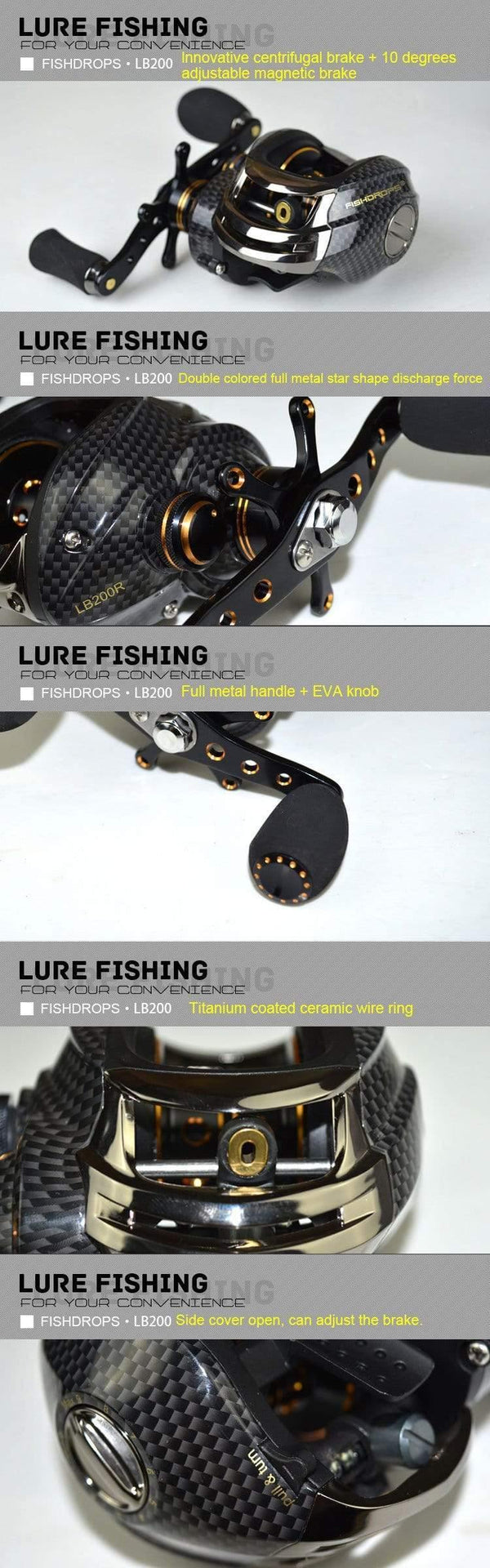 Planet Gates Double Brake Baitcasting Reel 17BB+1RB Fishing Gear Water Drop Wheel 7.0:1 Ratio Bait Casting Fishing Reel Lure Reel