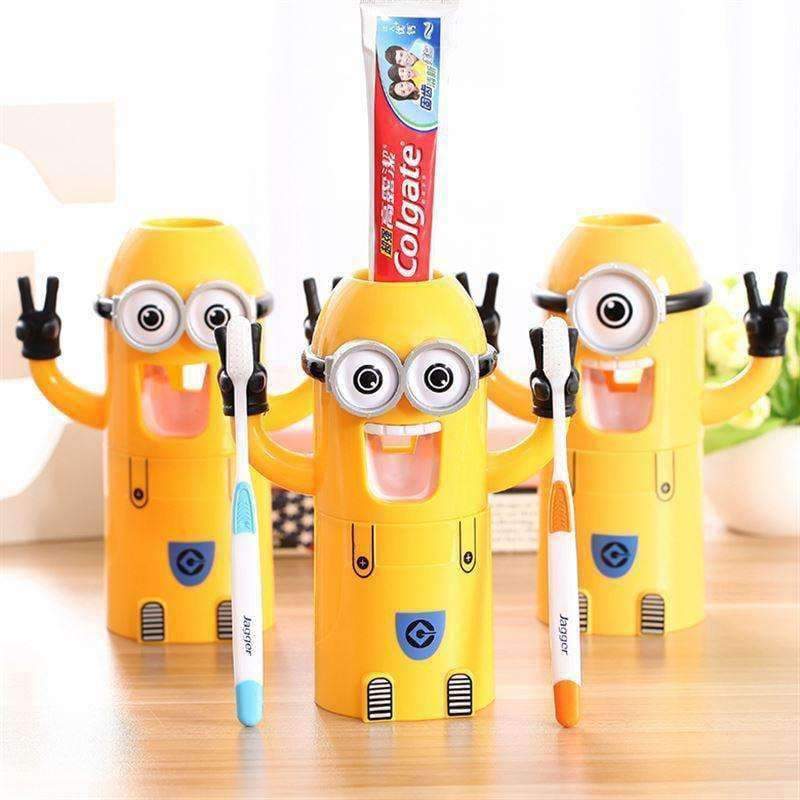 Planet Gates Double Eyes Bathroom Products Cartoon Automatic Toothpaste Dispenser Cute Squeezers Toothbrush Holder Bathroom Accessories Set For Kids