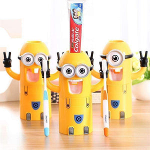 Planet Gates Double Eyes Bathroom Products Cartoon Automatic Toothpaste Dispenser Cute Squeezers Toothbrush Holder Bathroom Accessories Set For Kids