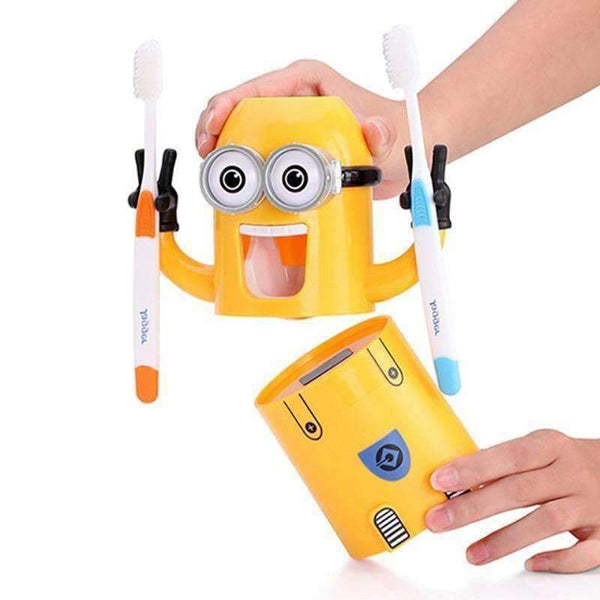 Planet Gates Double Eyes Bathroom Products Cartoon Automatic Toothpaste Dispenser Cute Squeezers Toothbrush Holder Bathroom Accessories Set For Kids