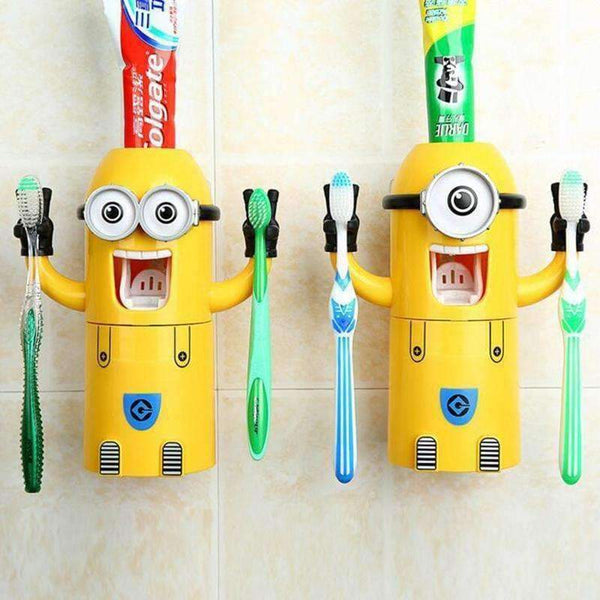 Planet Gates Double Eyes Bathroom Products Cartoon Automatic Toothpaste Dispenser Cute Squeezers Toothbrush Holder Bathroom Accessories Set For Kids