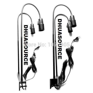 Planet Gates Double head Lamp bracket stand Light Accessories E27 lamp holder gooseneck clamp fish tank lamp base light clip light fixtures