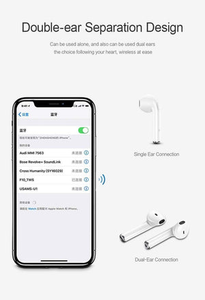 Planet Gates Double in-ear earpho TWS Wireless Bluetooth Earphone headset for iPhone Xs Max XR 7 8,USAMS Bluetooth Headphones for Samsung Xiaomi with Charging Box