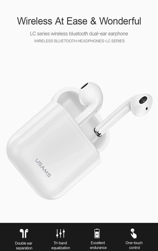 USAMS Bluetooth earphones for iPhone Samsung Xiaomi earbuds,TWS Wireless Bluetooth headphone for iPhone air pod with Charger Box - Planet Gates