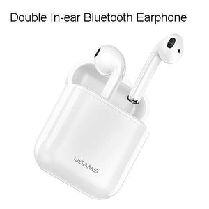 Planet Gates Double in-ear earpho USAMS Bluetooth earphones for iPhone Samsung Xiaomi earbuds,TWS Wireless Bluetooth headphone for iPhone air pod with Charger Box