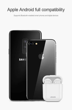 Planet Gates Double in-ear earpho USAMS Bluetooth earphones for iPhone Samsung Xiaomi earbuds,TWS Wireless Bluetooth headphone for iPhone air pod with Charger Box