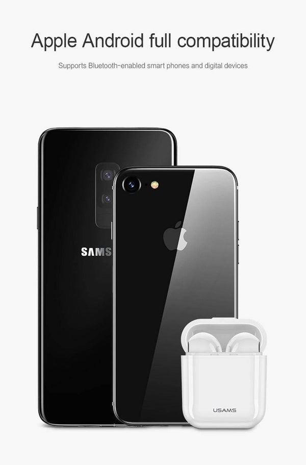 Planet Gates Double in-ear earpho USAMS Bluetooth earphones for iPhone Samsung Xiaomi earbuds,TWS Wireless Bluetooth headphone for iPhone air pod with Charger Box