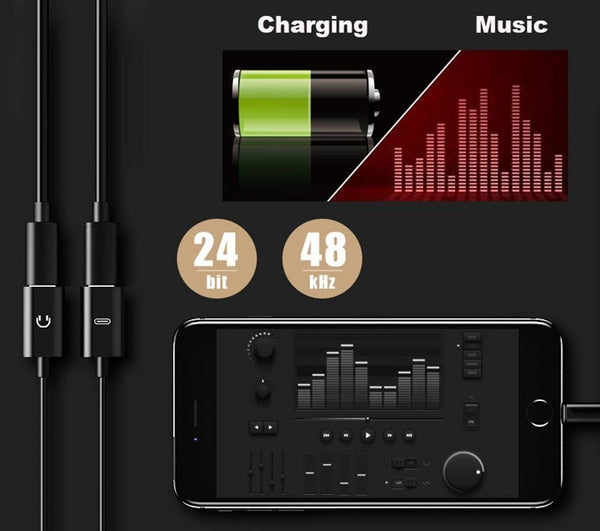 Planet Gates Double jack Adapter For lightning iPhone 7 8 X XS XR Charger call or Music and 3.5mm headphone aux audio Converter Support iOS12