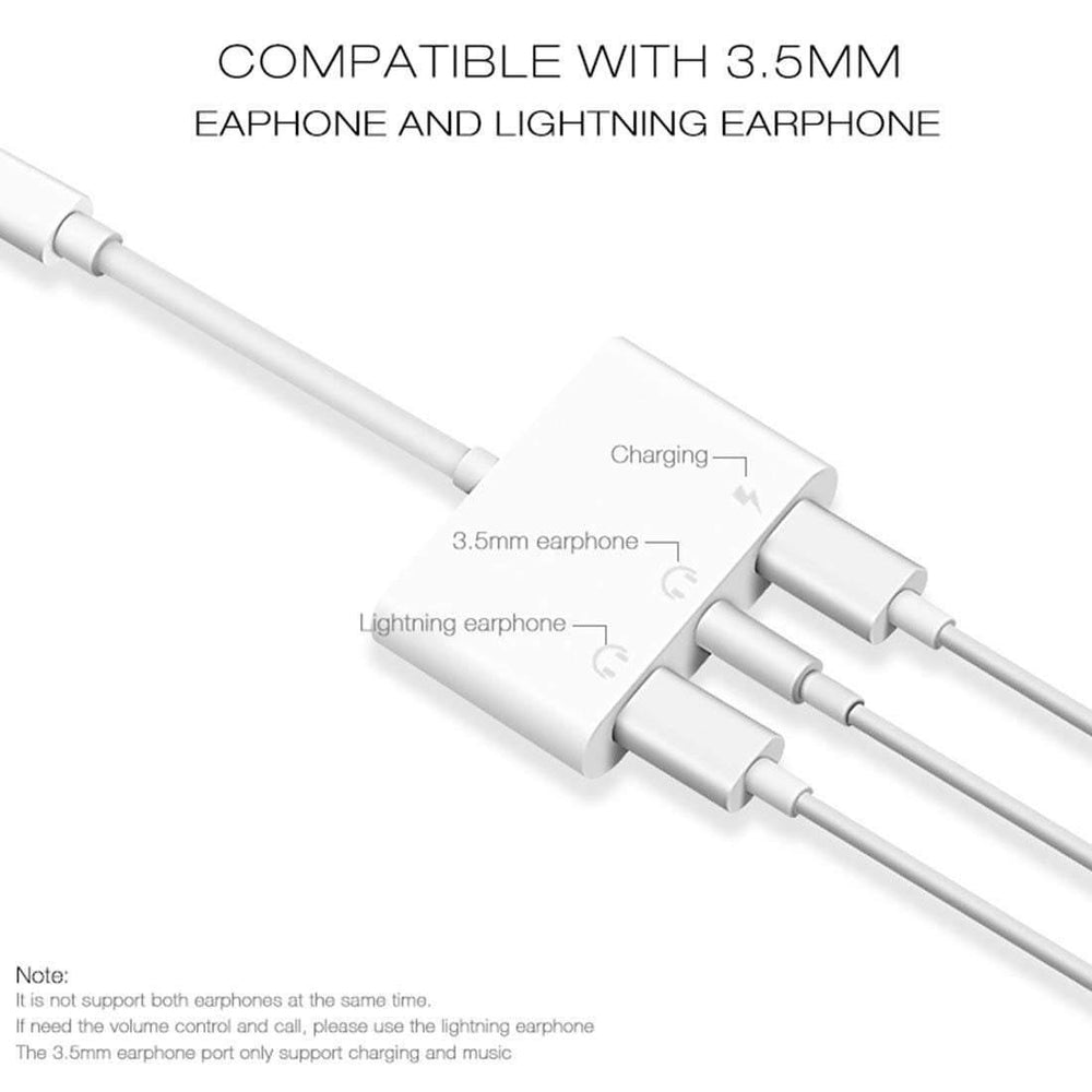 Planet Gates Double Lightning Headphone Audio and Earphone Charge Adapter Cable 3In1 For iphone X/6/7 Plus Mobile Phone Accessories