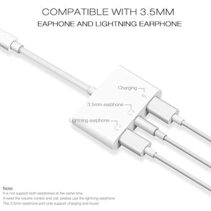 Planet Gates Double Lightning Headphone Audio and Earphone Charge Adapter Cable 3In1 For iphone X/6/7 Plus Mobile Phone Accessories