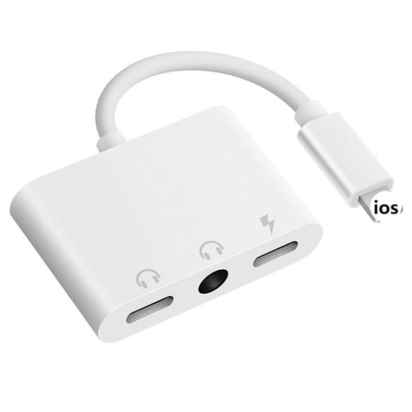 Planet Gates Double Lightning Headphone Audio and Earphone Charge Adapter Cable 3In1 For iphone X/6/7 Plus Mobile Phone Accessories