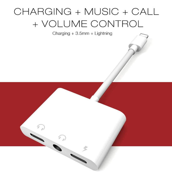 Planet Gates Double Lightning Headphone Audio and Earphone Charge Adapter Cable 3In1 For iphone X/6/7 Plus Mobile Phone Accessories