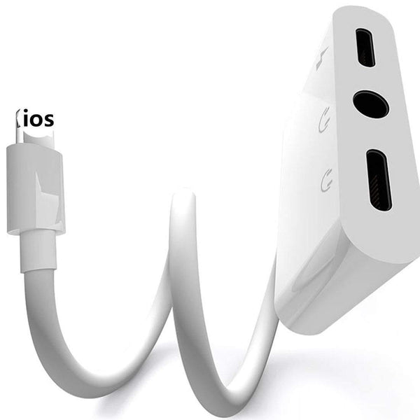 Planet Gates Double Lightning Headphone Audio and Earphone Charge Adapter Cable 3In1 For iphone X/6/7 Plus Mobile Phone Accessories