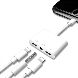 Planet Gates Double Lightning Headphone Audio and Earphone Charge Adapter Cable 3In1 For iphone X/6/7 Plus Mobile Phone Accessories