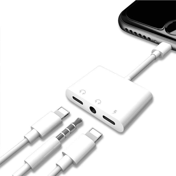Planet Gates Double Lightning Headphone Audio and Earphone Charge Adapter Cable 3In1 For iphone X/6/7 Plus Mobile Phone Accessories