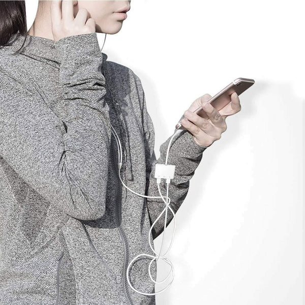 Planet Gates Double Lightning Headphone Audio and Earphone Charge Adapter Cable 3In1 For iphone X/6/7 Plus Mobile Phone Accessories