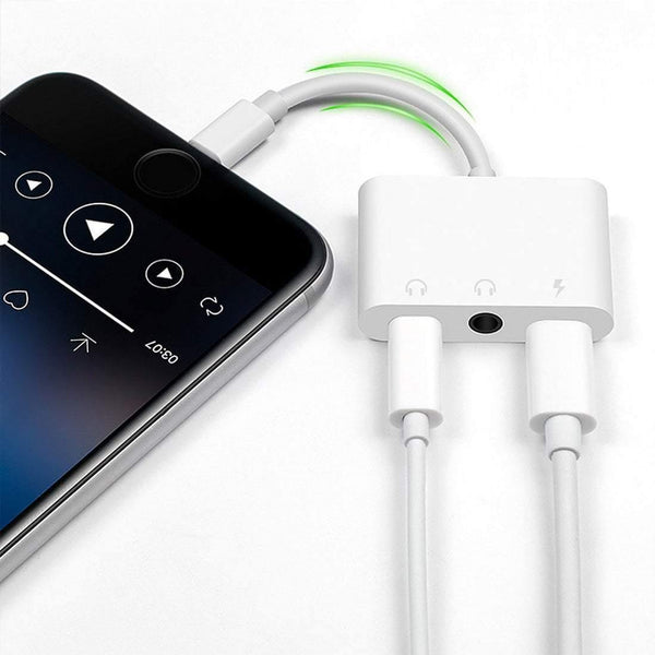Planet Gates Double Lightning Headphone Audio and Earphone Charge Adapter Cable 3In1 For iphone X/6/7 Plus Mobile Phone Accessories