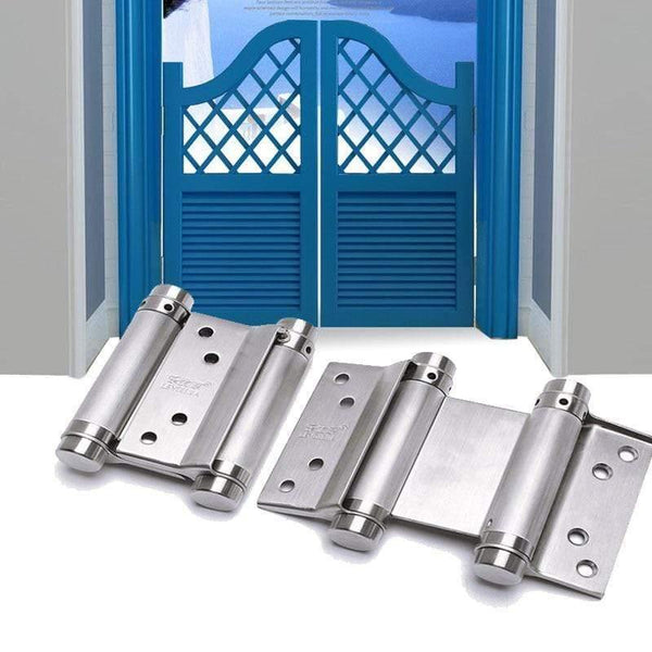 Double Open Door Hinge 3-8inch Stainless Steel Spring Auto Closing Fold Hinges Two-way Open Door Bar Fence Cowboy Door Hardware