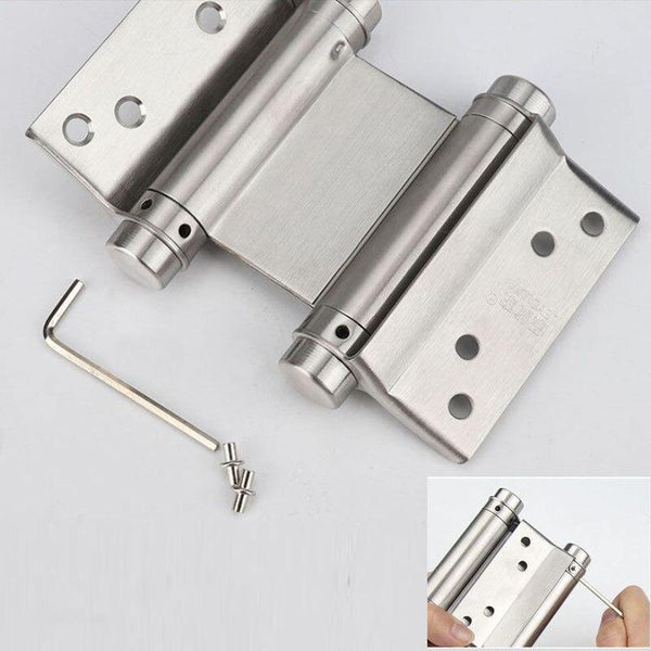 Double Open Door Hinge 3-8inch Stainless Steel Spring Auto Closing Fold Hinges Two-way Open Door Bar Fence Cowboy Door Hardware