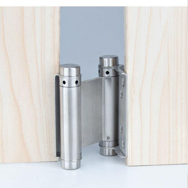 Double Open Door Hinge 3-8inch Stainless Steel Spring Auto Closing Fold Hinges Two-way Open Door Bar Fence Cowboy Door Hardware