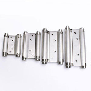 Double Open Door Hinge 3-8inch Stainless Steel Spring Auto Closing Fold Hinges Two-way Open Door Bar Fence Cowboy Door Hardware