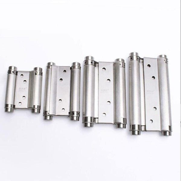 Double Open Door Hinge 3-8inch Stainless Steel Spring Auto Closing Fold Hinges Two-way Open Door Bar Fence Cowboy Door Hardware