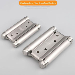 Double Open Door Hinge 3-8inch Stainless Steel Spring Auto Closing Fold Hinges Two-way Open Door Bar Fence Cowboy Door Hardware
