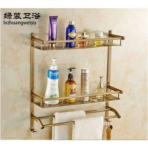 Planet Gates Double shelves Antique Brass Carved Collection Double Cup Holder Bathroom Products Bathroom Accessories Creative Faucet Bathroom Hardware Set