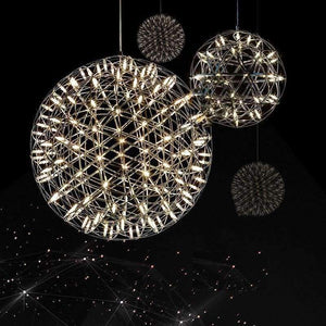 Planet Gates Double-sided chrome / 200mm 12 Leds / Warm White Modern Chandelier Spark ball LED Pendant Light fixture Firework Ball stainless steel pendant Lamps home decorative lighting 220V