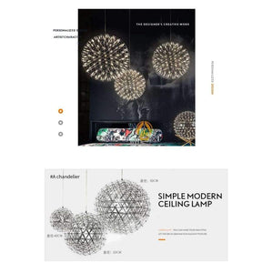 Planet Gates Double-sided chrome / 200mm 12 Leds / Warm White Modern Chandelier Spark ball LED Pendant Light fixture Firework Ball stainless steel pendant Lamps home decorative lighting 220V